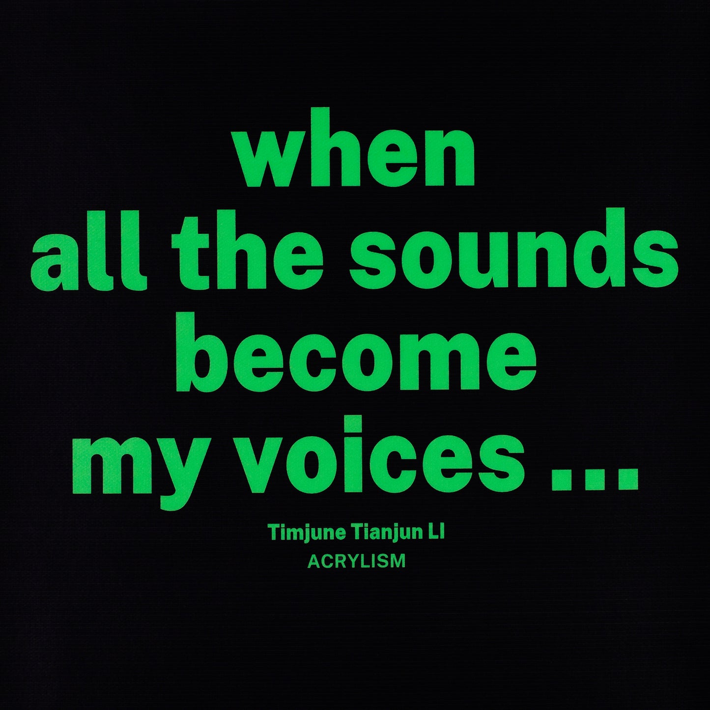 Tianjun Li: when all the sounds become my voices...